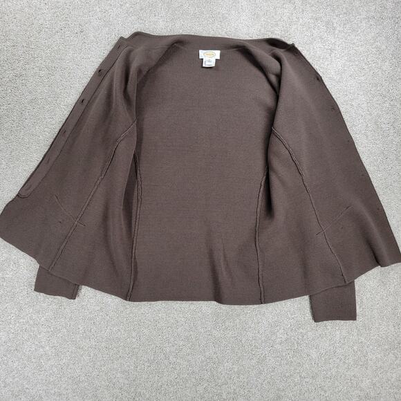 Talbots Silk Cardigan Womens M Brown Knit Button Down Faux Pockets Sweater - Picture 3 of 16